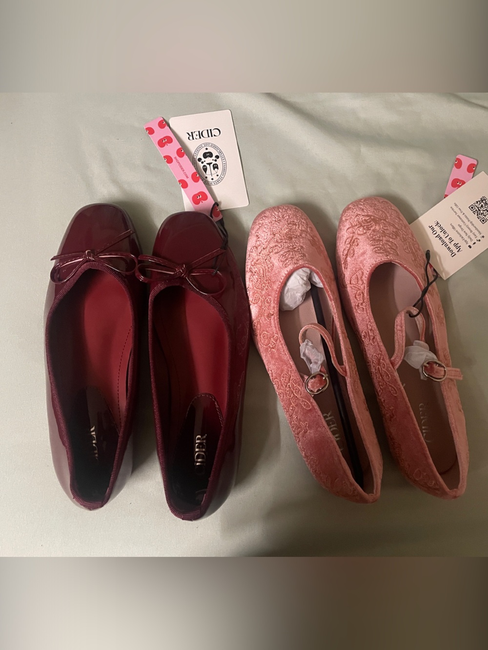 Cider Ballet Flats Duo in Burgundy and Dusty Rose